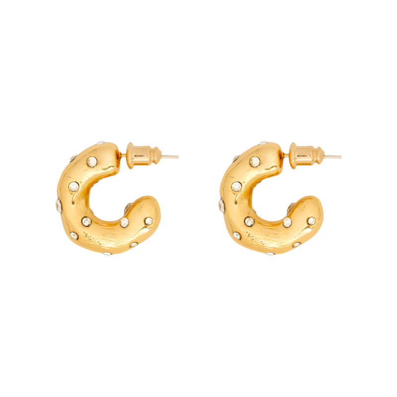 Blazing Diamante Chunky Hoops 18k Gold