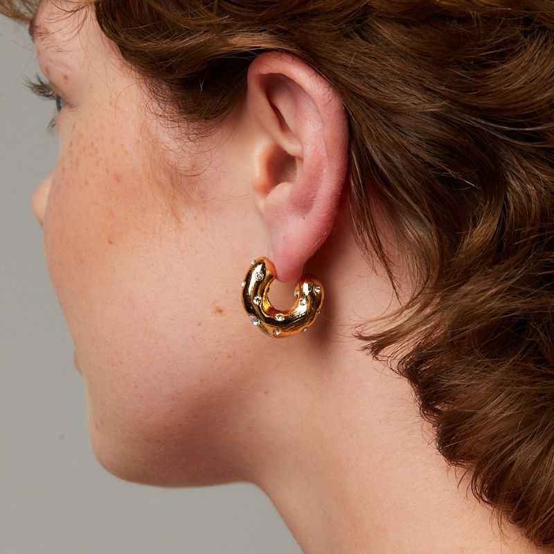 Blazing Diamante Chunky Hoops 18k Gold