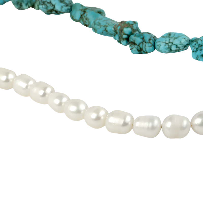 Hazy days - Turquoise & Freshwater Pearl Necklace