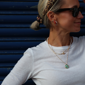 punk pearl gold safety pin choker