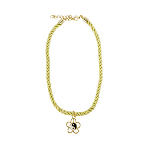tangle yin yang flower twisted cord necklace