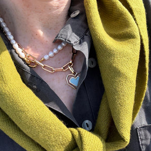 The spinning heart necklace stack - blue