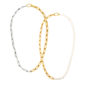 The half pearl and mixed metal mega necklace set