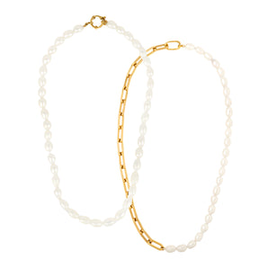 The half pearl mega and hero pearl necklace set