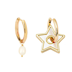 disc star & pearl earring stack