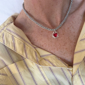 tangle lurex spiked heart necklace