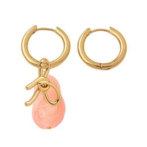 resin candy baroque pearl and bow earring stack