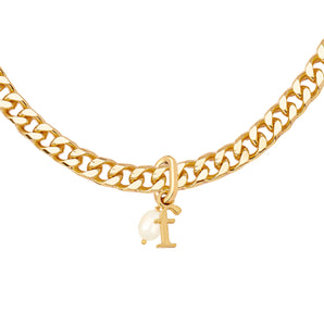 the mini necklace initial & pearl stack
