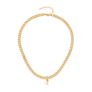 the mini necklace initial & pearl stack