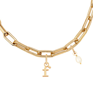 initial & pearl necklace stack