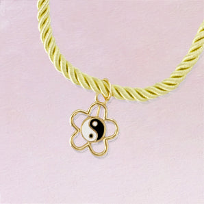 tangle yin yang flower twisted cord necklace
