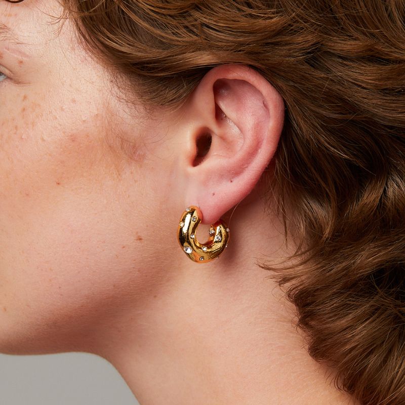 Blazing Diamante Chunky Hoops 18k Gold