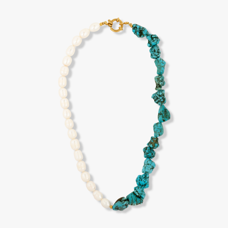 Hazy days - Turquoise & Freshwater Pearl Necklace