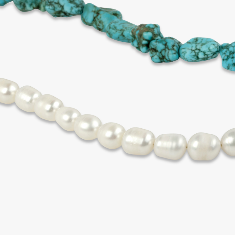 Hazy days - Turquoise & Freshwater Pearl Necklace